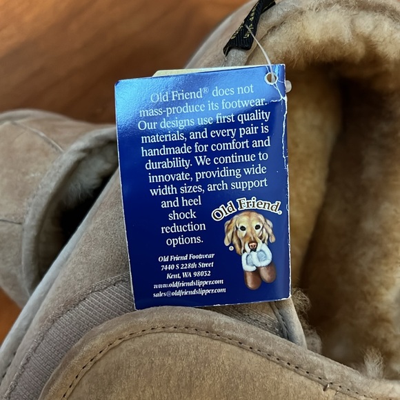 Old Friend Beige Peep Toe Strap Sheepskin Fur Slippers Size 9-10 W - Picture 6 of 8